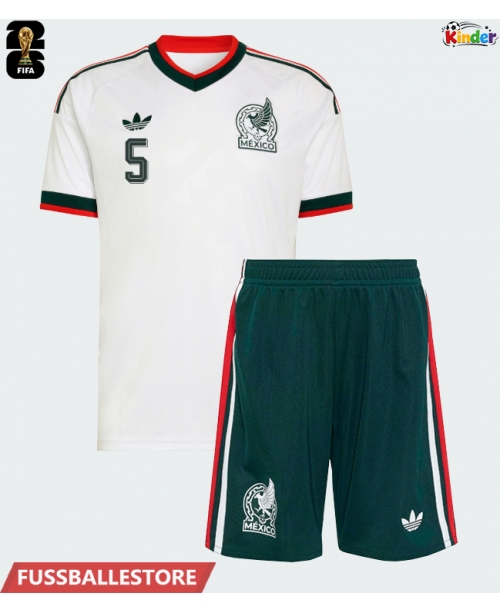 Günstige Mexiko Johan Vasquez #5 Auswärts Trikotsatzt Kinder WM 2026 Kurzarm (+ Kurze Hosen)
